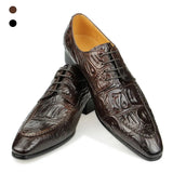 Men's Classic Modern Formal Oxford Wingtip Lace Up Dress Derby Shoes chaussure hommes crocodile skin trend printing MartLion   