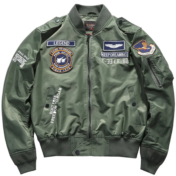  Men's Spring Hip Hop Tactical Army Military Motorcycle Jacket Ma-1 Aviator Pilot Cotton Coats Baseball Bomber MartLion - Mart Lion