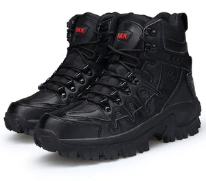 Men's Boots Thick Bottom Wear-Resistant Non-slip Wild Popular Model Military  Tactical Leather Boot Army MartLion black 39 