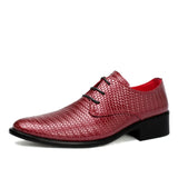 Men's Dress shoes Solid Color Formal Office Lace up Party Wedding Leather MartLion Red 38 