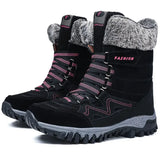 Women Boots Waterproof Snow Warm Plush Winter Shoes Mid-calf Non-slip Winter MartLion Black Rose Red 40 