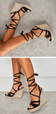 Liyke Lace-Up Summer Wedges Sandals Women Peep Toe Straw Rope Weav Thick Bottom Platform High Heels Ladies Dress Shoes Mart Lion   