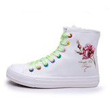 Casual Canvas Shoes Inner Zippered Rubber High Top Small White Trendy Women's Sneakers MartLion White Yellow 35 