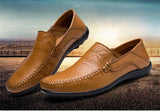 Classic Brown Loafers Men's Flat Casual Leather Shoes Slip-on Moccasins zapatos hombre MartLion   