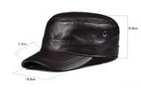 Men's Military Hats goatskin Genuine Leather Autumn Winter Thermal 55-61cm Size Baseball Caps MartLion   