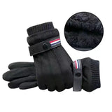 Men's Winter Suede Warm Split Military Finger Gloves Outdoor Thickened Driving Buckle Ski Male Touch-Screen Mittens MartLion   