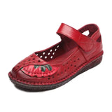 Genuine Leather Soft Bottom Women Flats Mother Shoes Comfort Oxford Loafers Moccasins MartLion Red Hollow 37 