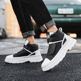 Autumn Men's Casual Sneakers Leather Chunky Platform High-top Shoes Ankle Boots Magic Tape Breathable Sport Mart Lion   