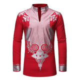 Men African Clothes Dashiki Print Shirt Fashion Brand African Men Business Casual Pullovers Work Office Shirts Male Clothing MartLion FZ38 red S 
