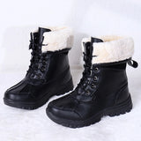 Women's Snow Boots Rubber Ducks Winter Warm Plush Lined Waterproof Platform Shoes High-barreled Mujer MartLion Black 36 