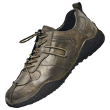 Men's Casual Leather Shoes Flat Elastic and Soft Casual Sports Men's Social Shoes Leather Walking MartLion Khaki 38 