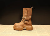 Internal Height Mid-calf Boots in Winter Women Leather Short Boot Office Ladies Tide Shoes MartLion