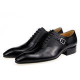 Men's Casual Shoes Model Exquisite Genuine Leather Lace-up Handmade Buckle Black Brown Color MartLion   
