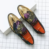 Men's Luxury Golden Colorful Leather Shoes Party Wedding Loafers Slip-on Driving Shoes Young Style MartLion MULTI 38 CHINA