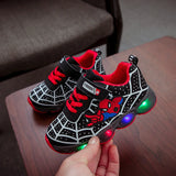 Spiderman LED Light Kids Shoes Boys and Girls Light Kids Light Kids Sports Mesh Sports Boys and Girls LED Light MartLion