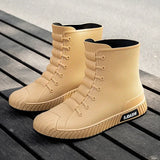 Unisex Rubber Rain Boot Ankle Waterproof Non-Slip Chelsea Booties Couples Boots Men's Work Chaussure Femme MartLion Yellow 41 