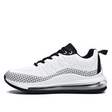 Men's Air Cushion Sneakers Rubber Skidproof Outsole Running Shoes Breathable Mesh Sports Jogging Zapatillas Mart Lion G818 White black 6.5 