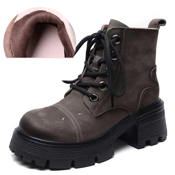 Suede Cow Leather Moccasins Rubber Soled Lofers Women Ankle Boots Chunky Sneaker Shoes MartLion