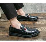 Luxury Men's Loafers Designer Embossed Casual Shoes Men's Moccasins Dress Leather Flats MartLion   