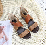 Fish Mouth Leather Platform Women's Sandals Weave Wedge Heel Ladies Shoes Zipper Casual Beach Roman MartLion   