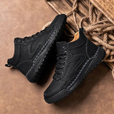  Outdoor Hiking Shoes for Men's Autumn Winter Boots Hand Stitched Optional Plush Non-slip High Top Casual Sports MartLion - Mart Lion