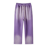 Thick Fleece Sport Pants Men  Washed Drawstring Waist  Track Pant MartLion L Purple 