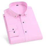 Men's Long Sleeve Shirt Dress Casual Solid Color Routine Fit  Male Social Shirts Men White Black Blue Navy MartLion Pink 5XL - 44 