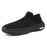 Non-slip Walking Shoes Men's Loafers Casual Flat Socks Boots Spring Breathable Mesh MartLion black1 39 