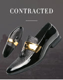  Glitter Leather Elegant Men's Dress Shoes Pointed Toe Party Tassel Slip-on Casual MartLion - Mart Lion