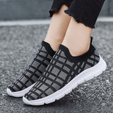 Men's Women Vulcanized Shoes Slip on Flats Breathable Mesh Walking Outdoor Sport Running Sneakers Female Mart Lion   