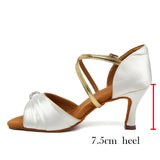 Woman Shoes For Dancing Latin Girls Ballroom Ladies Modern Tango Jazz Practice Salsa Sandals White MartLion White2 7.5CM 41 (25.5cm) CHINA