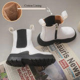 Autumn Winter Girls Short Boots Little Princess Forest Green Chimney Boys British Style Baby Cotton Shoes MartLion   