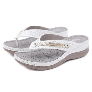 Summer Shoes Women Sandals Flip Flops Soft Thick Sole Holiday Non-slip Black White MartLion WHITE 5.5 