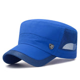 Quick Dry Military Hats Unisex Summer Flat Top Hat Women Outdoor Army Cap Men's Adjustable Baseball Caps Mesh Hat Trucker MartLion Blue  