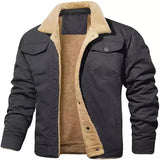 Winter Men's Bomber Jacket Plush Thicken Wool Jacket Men's Lapel Embroidery Thick Warm Cargo Jackets Coats MartLion Dark Grey US -S 
