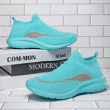 Slip-On Men's Shoes Couple Sneakers Stretch Fabric Light Walking Casual Breathable Unisex Women Loafers MartLion   
