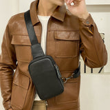  Men's Leather Chest Bags Chest Zipper Pouch Casual Crossbody Shoulder Luxury Female Mart Lion - Mart Lion
