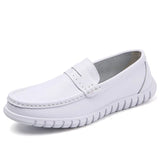 Nurse shoes men's flat white breathable doctor's soft anti-slip hospital leather one foot pedal small white bean MartLion white-2 45 
