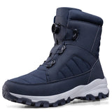 Rotating Button Men's Snow Boots Warm Thicken Plush Winter Waterproof Hiking Wear Resistant Anti Slip MartLion Blue 40 CHINA