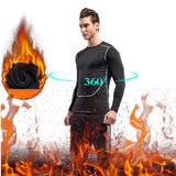 3pcs Gym Thermal Underwear Men's Clothing Sportswear Suits Compression Fitness Breathable quick dry Fleece men top trousers shorts MartLion   
