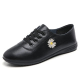 Women Flats Shoes Genuine Walking Spring Casual Flat Non Slip Nursing MartLion black-2 39 insole 24.5cm 