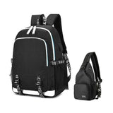 Fengdong waterproof school backpack for boy chest bag USB backpack for men's travel bags laptop bag pack school boys Mart Lion All Black  