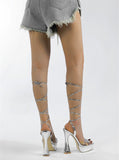 Liyke Knee-High Cross Strap Sandal Women Summer Crystal PVC Transparent Open Toe Chunky Platform Heels Runway Shoes Mart Lion   