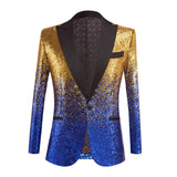 Shiny Purple Sequin Glitter Embellished Tuxedo Suit Jacket Men's One Button Shawl Collar Night Club Stage Wedding blazers MartLion Yellow-A S United States