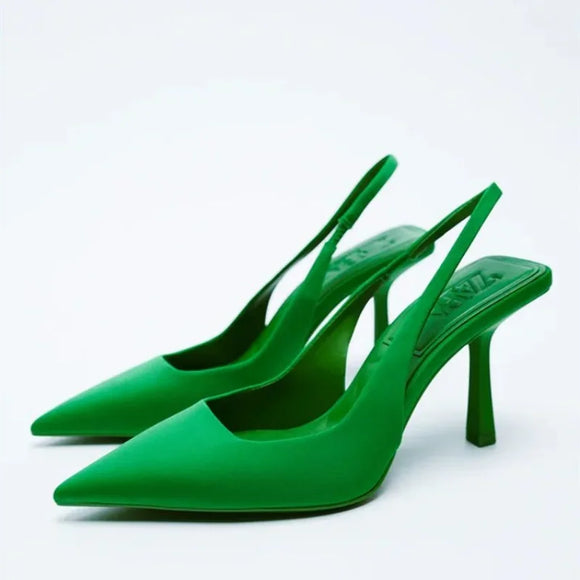 Women's Shoes Women's Pumps Pointed Toe High Heels Shallow Sandals Zapatos MartLion green 35 