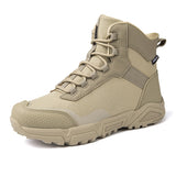 Fujeak Men's Desert Boots Outdoor Non-slip Tactical Combat Motorcycle Ankle Safety Work Shoes Hiking Mart Lion khaki 39 