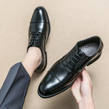 New Men Dress Shoes Leather Shoes Mens Pointed Social Shoe Male Black Casual Wedding Shoes MartLion   