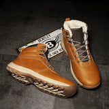 Winter Warm Men's Boots Genuine Leather Fur Plus Snow Handmade Waterproof Working Ankle Shoes MartLion   