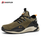 Baasploa Men's Suede Shoes Waterproof Sneakers Non-slip Casual Running Damping Outdoor Walking Mart Lion   
