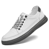 Golden Sapling Skateboard Shoes Men's Genuine Leather Flats Casual Summer Loafers Elegant MartLion White 38 